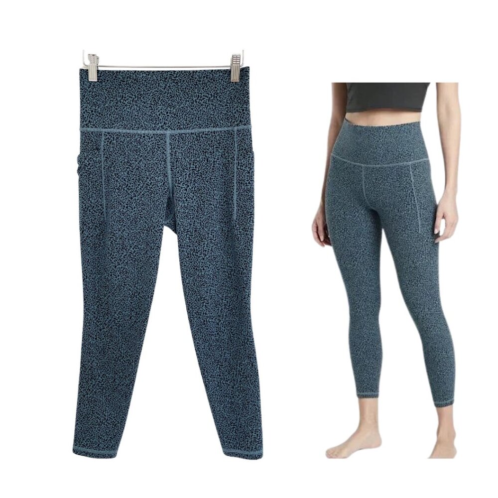 Athleta Leggings Women Small Blue Salutation Stash II Textured Tight 631936-02